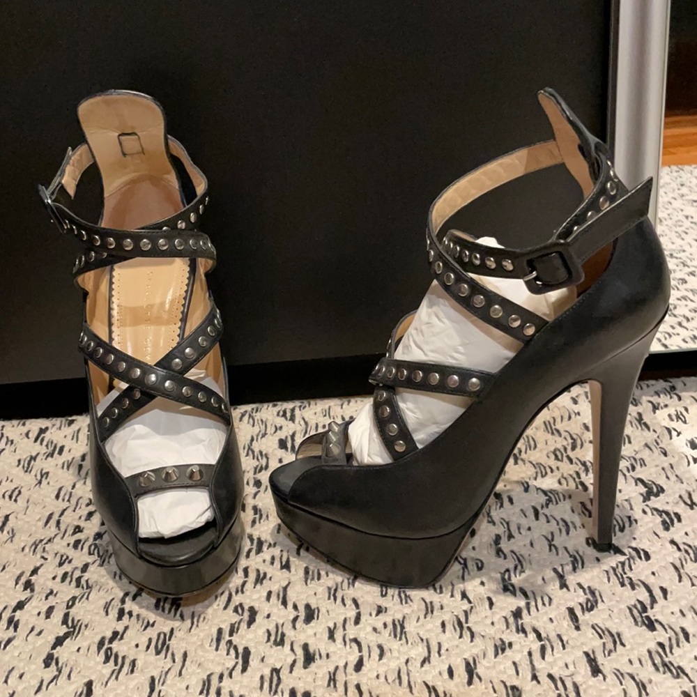 Charlotte Olympia Leather Studded Heels
